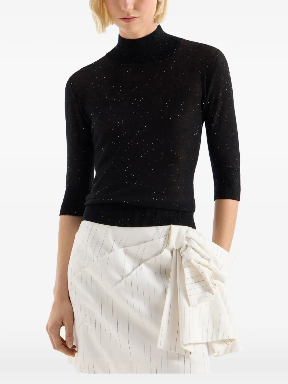Genny sequin-embellished high-neck top Zwart