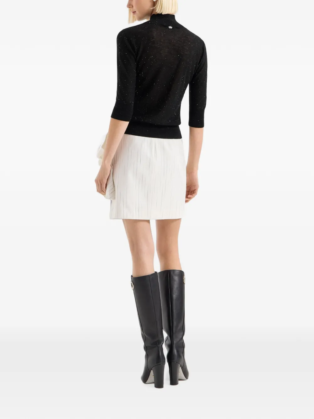Genny sequin-embellished high-neck top Zwart