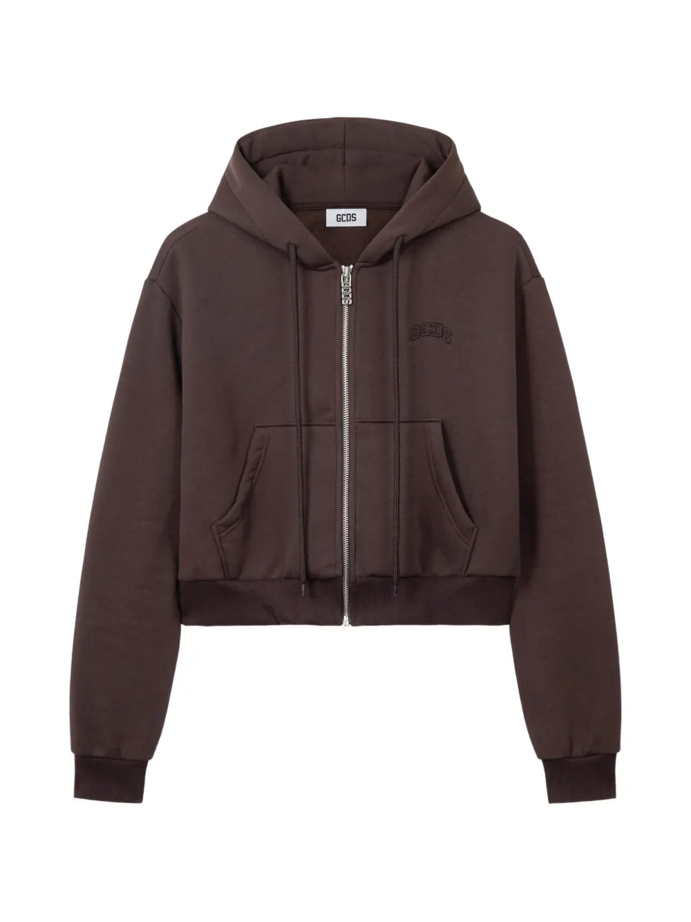 GCDS Kapuzenjacke mit Logo-Stickerei - Braun