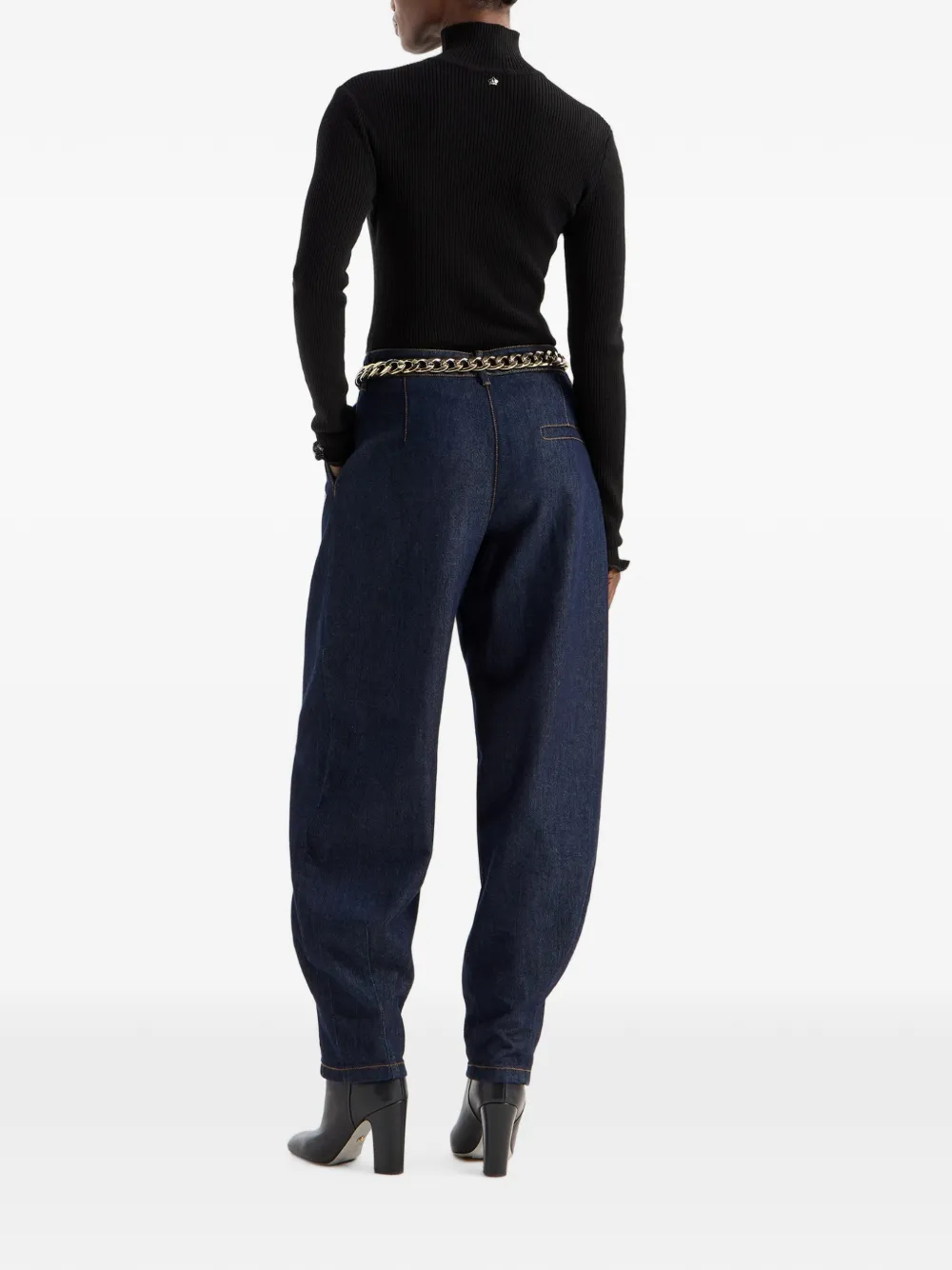 Genny Geribbelde trui met doorschijnend vlak Zwart