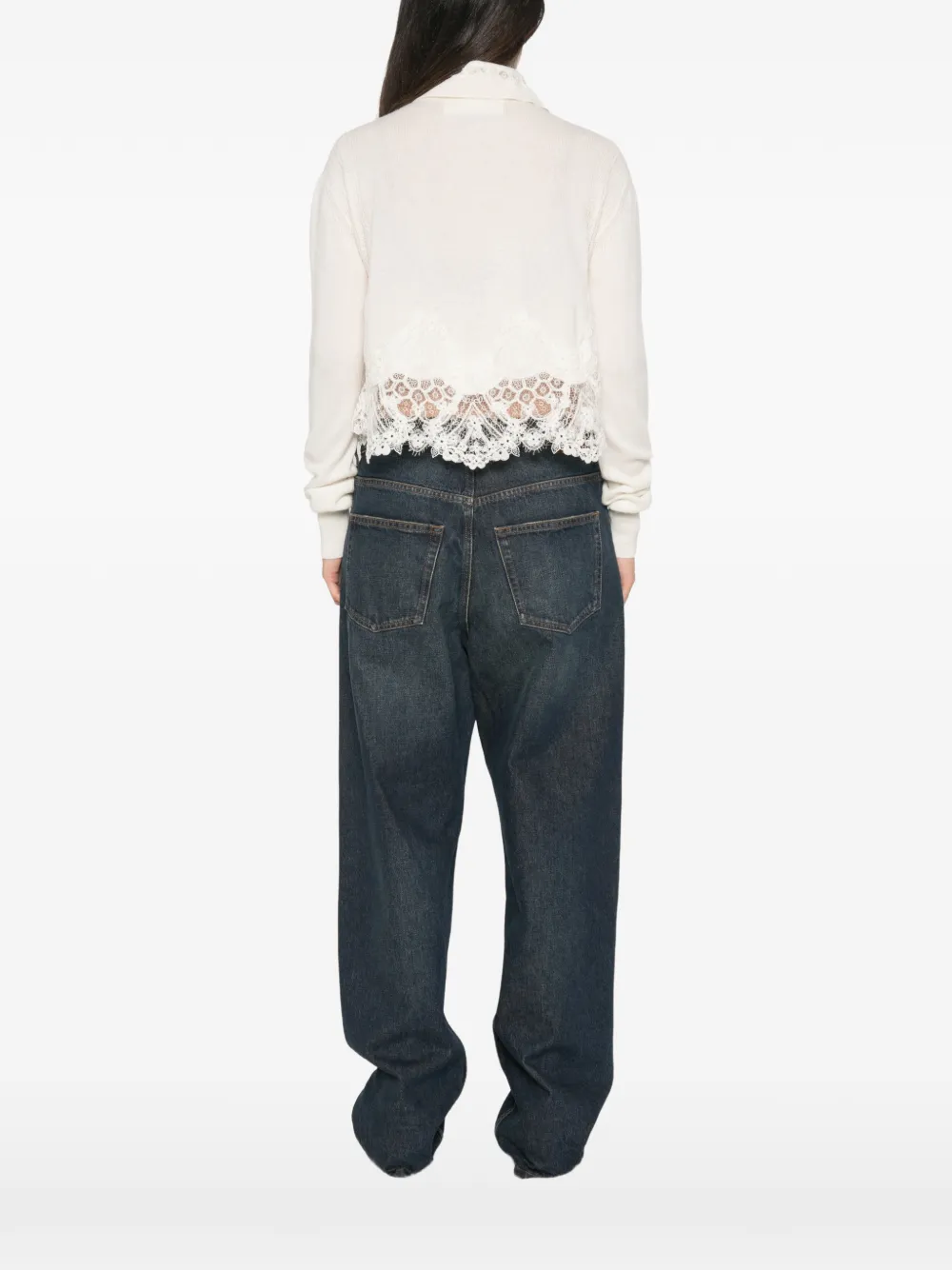 Ermanno Scervino Vest met kanten afwerking en knopen Wit
