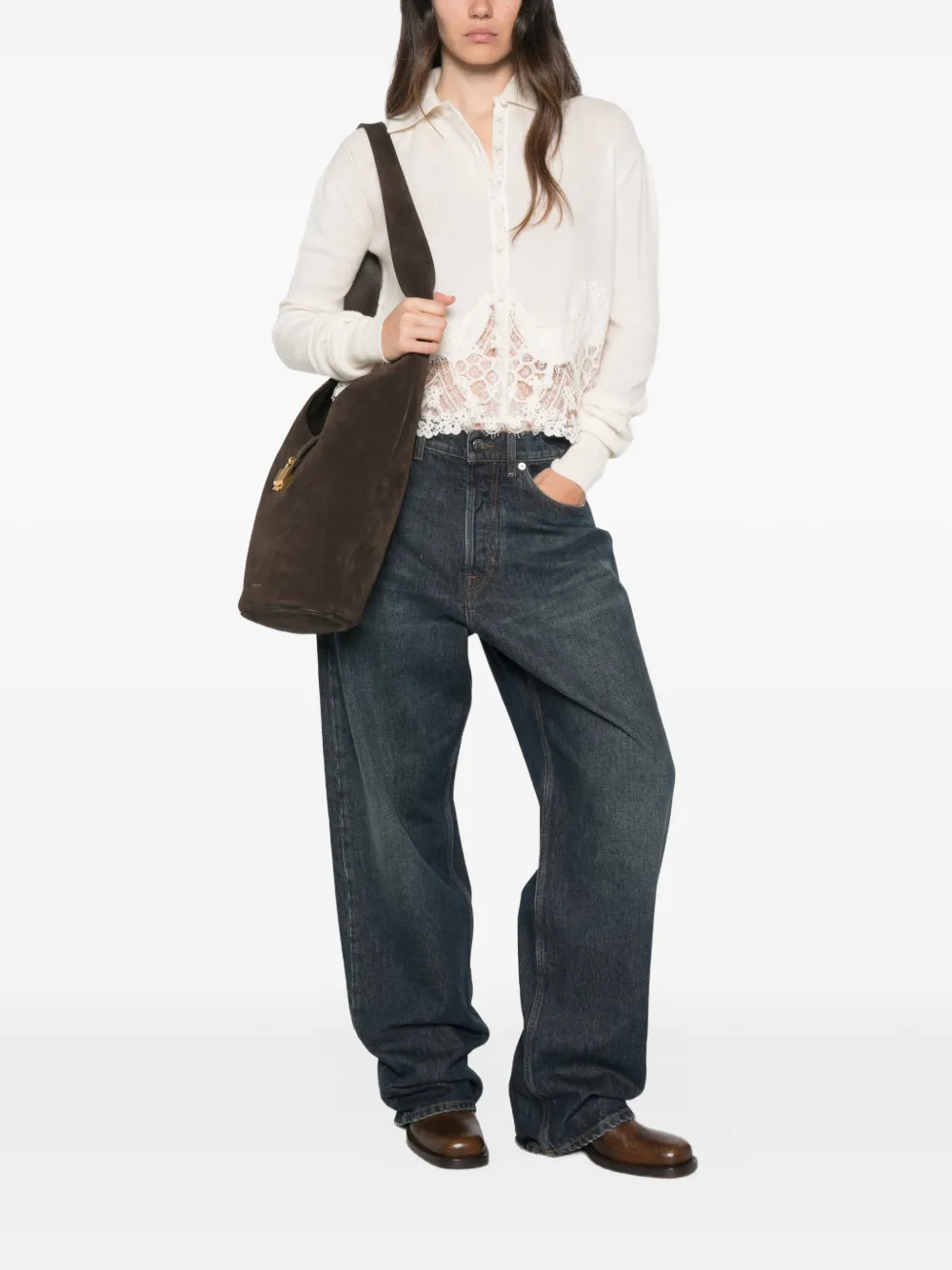 Ermanno Scervino Vest met kanten afwerking en knopen Wit