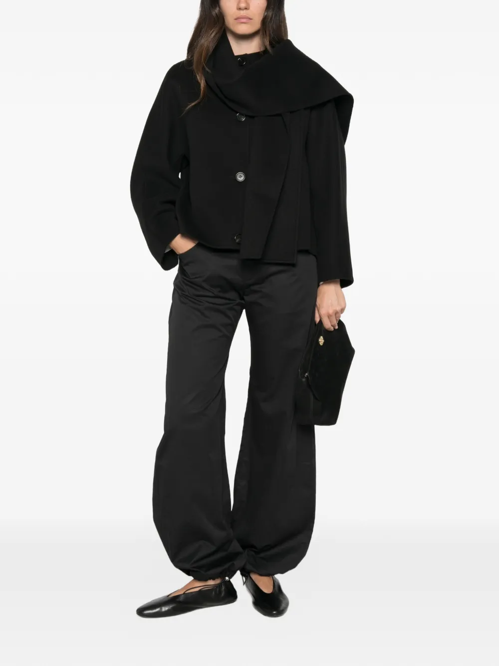 'S Max Mara Jack met knopen en sjaaldetail Zwart