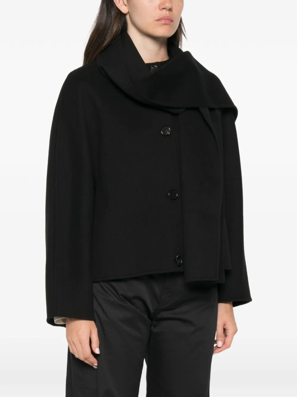 'S Max Mara Jack met knopen en sjaaldetail Zwart