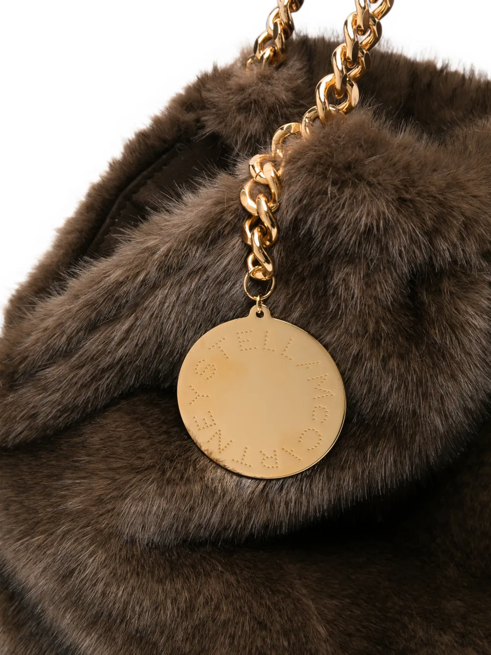 Stella McCartney Medium Falabella schoudertas van imitatiebont met ketting Bruin