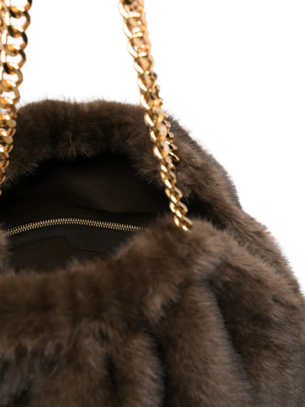 Stella McCartney Medium Falabella schoudertas van imitatiebont met ketting Bruin