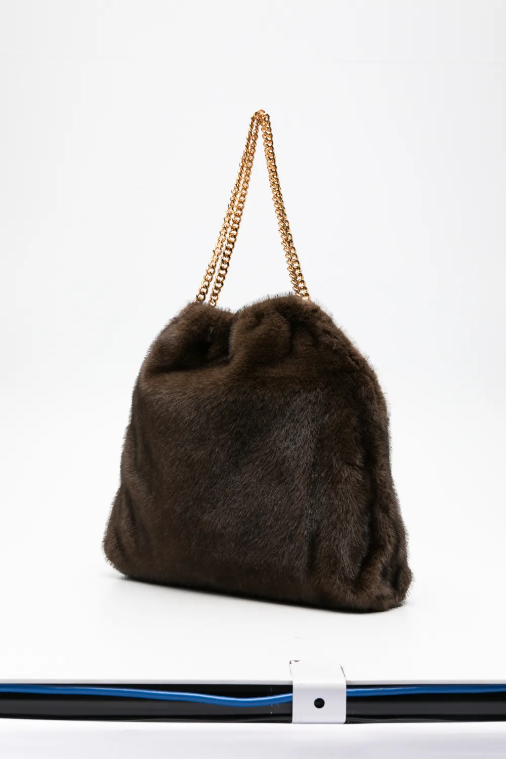 Stella McCartney Medium Falabella schoudertas van imitatiebont met ketting Bruin