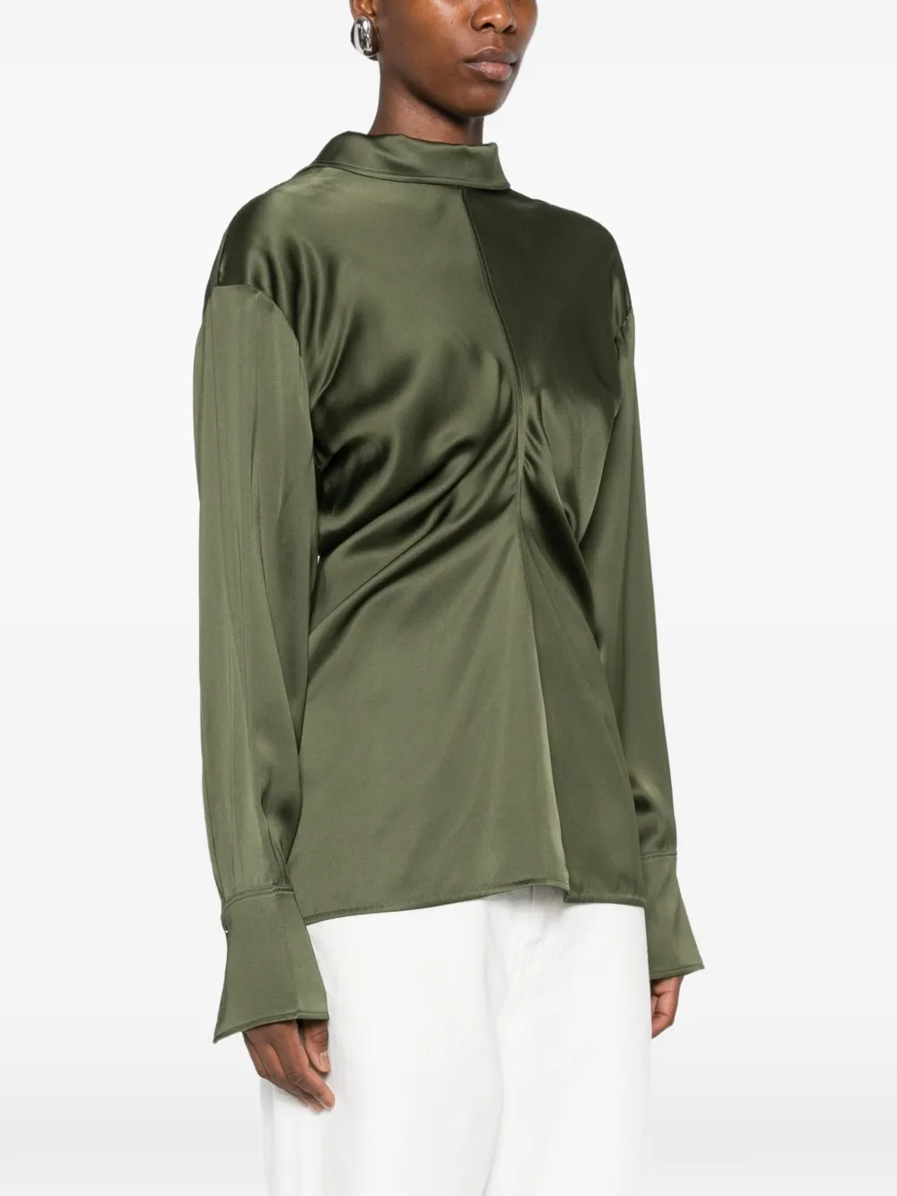 TOTEME Gesmockte blouse met rits Groen