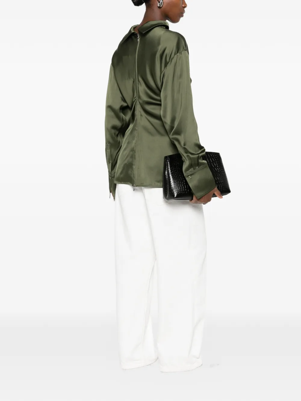 TOTEME Gesmockte blouse met rits Groen