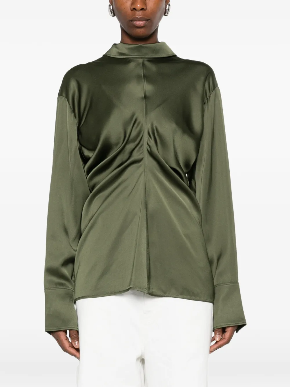 TOTEME Gesmockte blouse met rits Groen