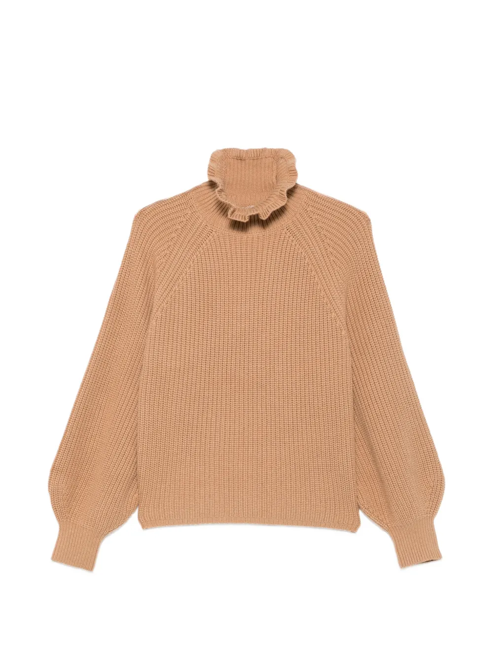 Max Mara Pontile ruffled-collar ribbed-knit sweater - Neutrals