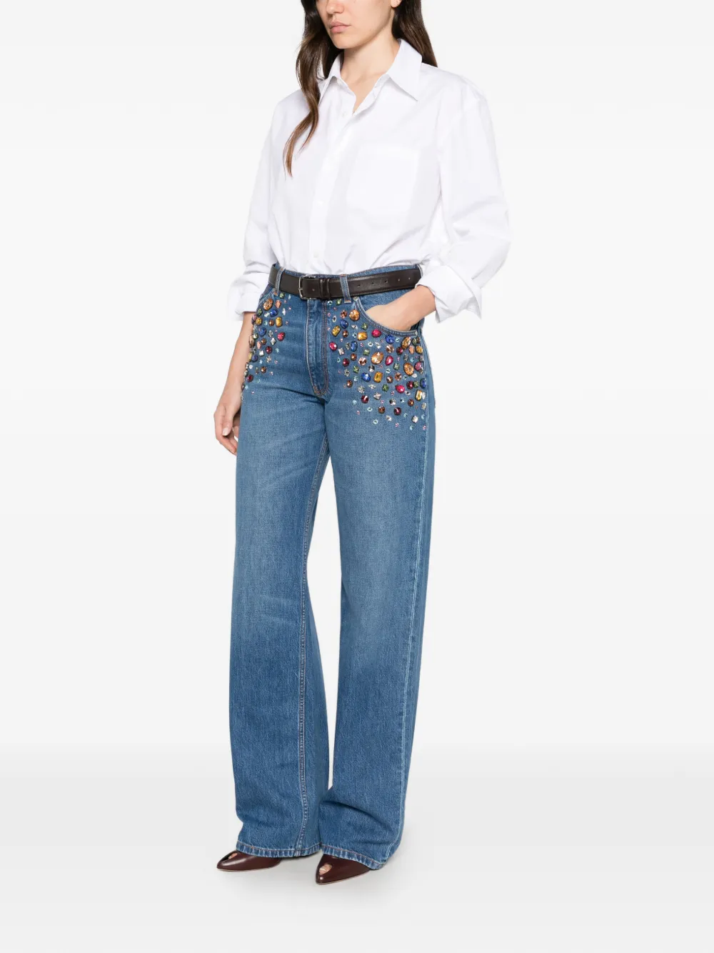 Stella McCartney crystal-embellished jeans - Blu