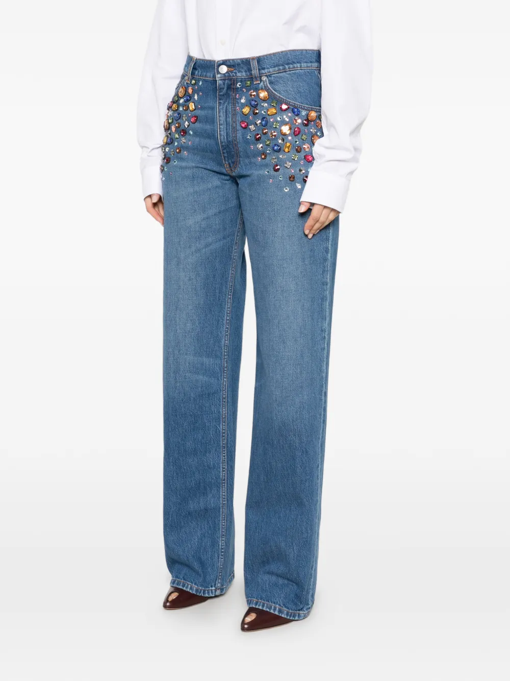 Stella McCartney Jeans verfraaid met kristallen Blauw