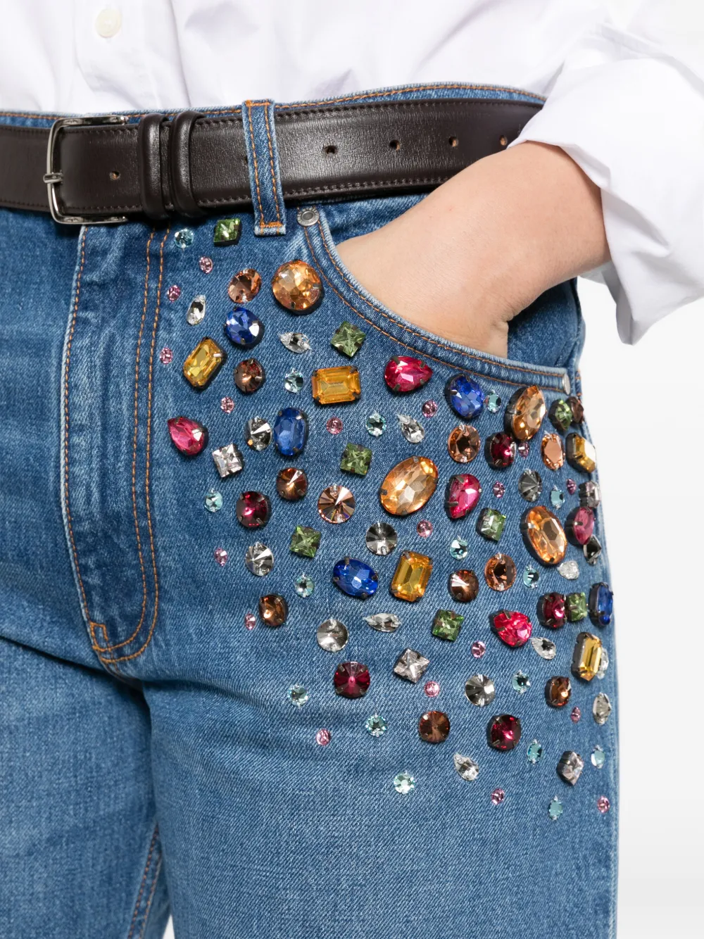 Stella McCartney Jeans verfraaid met kristallen Blauw