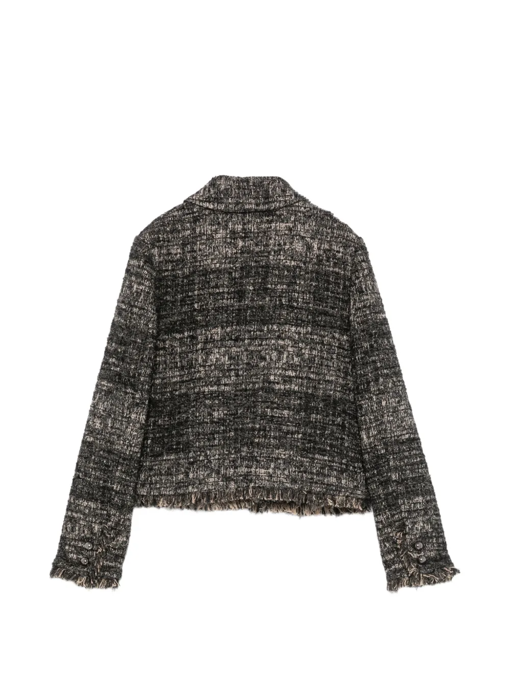 Semicouture Bouclé jack met franje Zwart