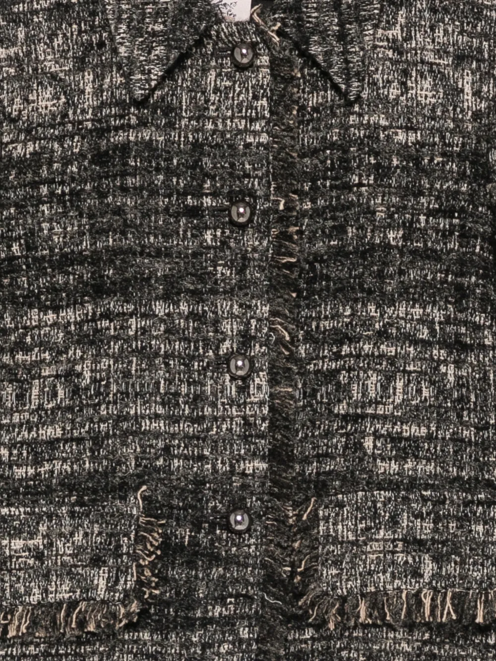 Semicouture Bouclé jack met franje Zwart