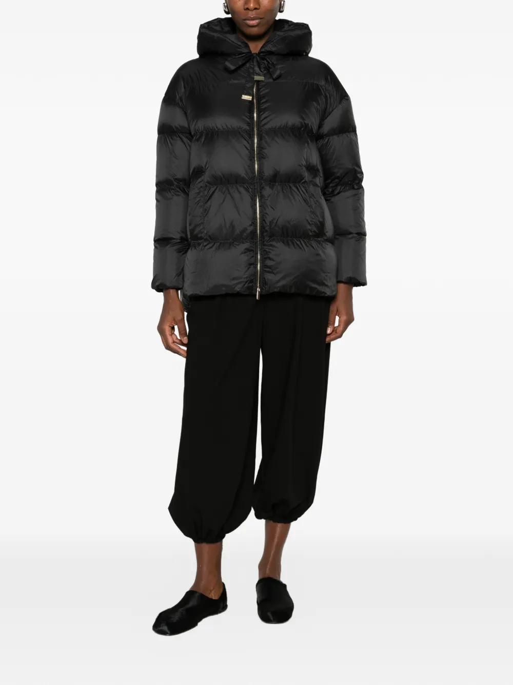 Max Mara The Cube hooded quilted jacket Zwart