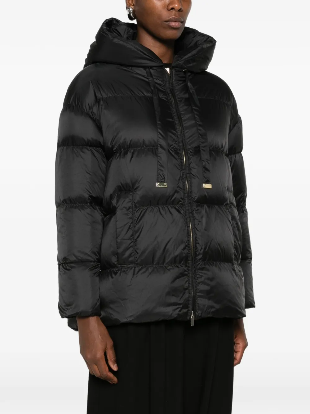 Max Mara The Cube hooded quilted jacket Zwart