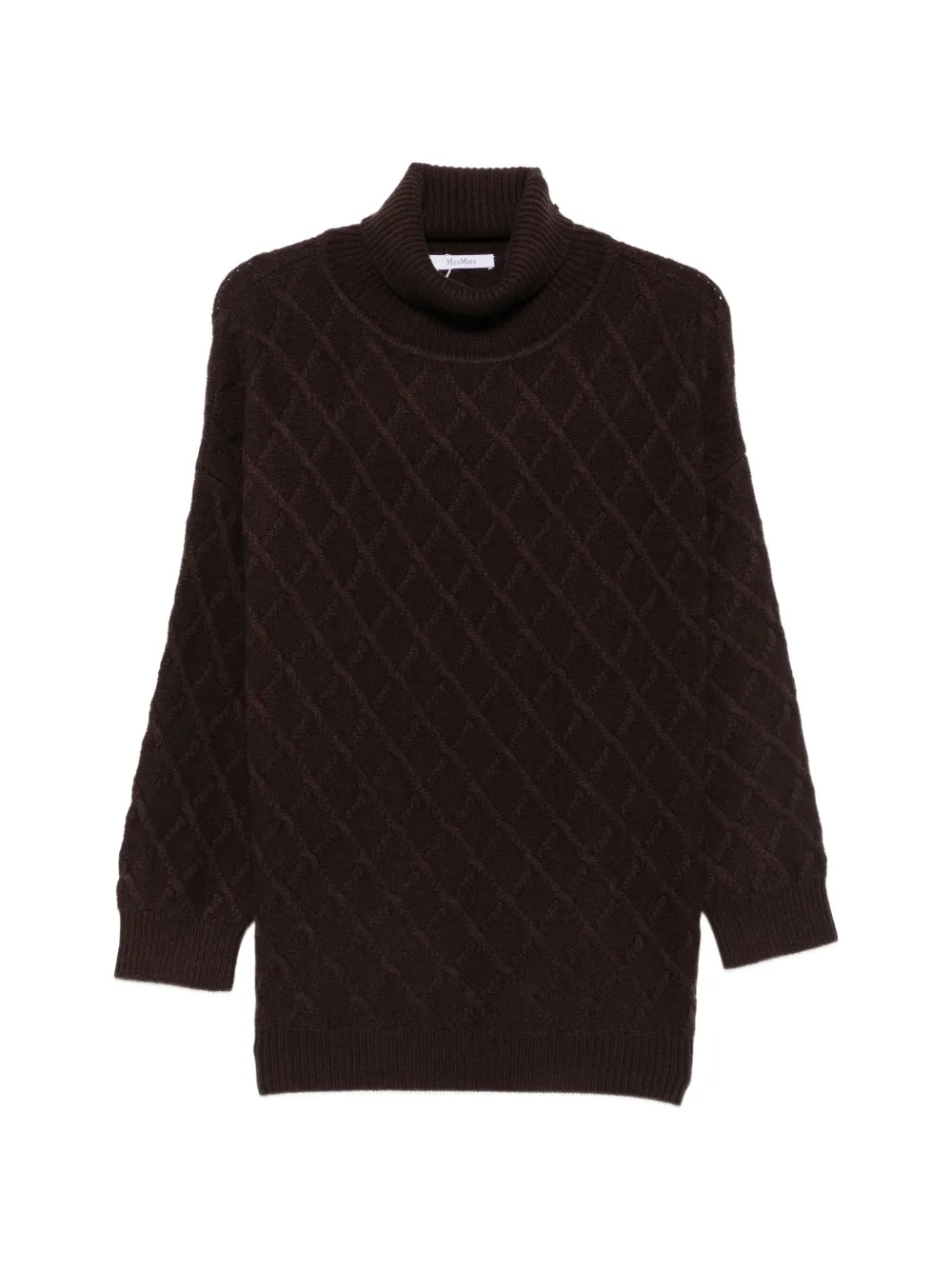 Max Mara Bambola diamond-knit roll-neck sweater - Brown