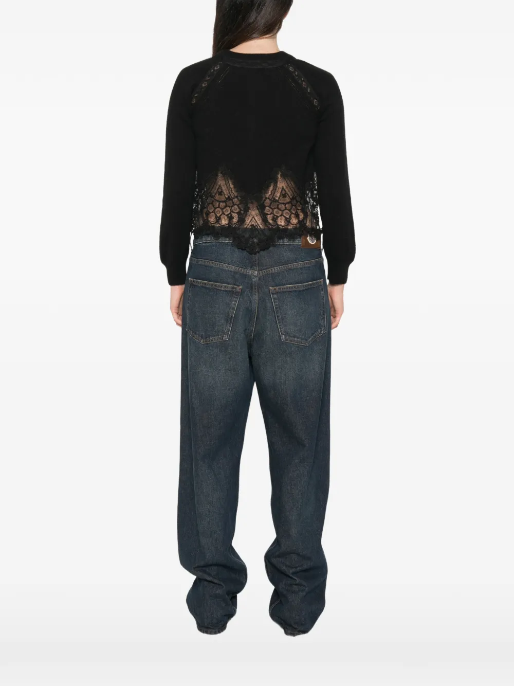 Ermanno Scervino Vest met knoopsluiting en kanten afwerking Zwart