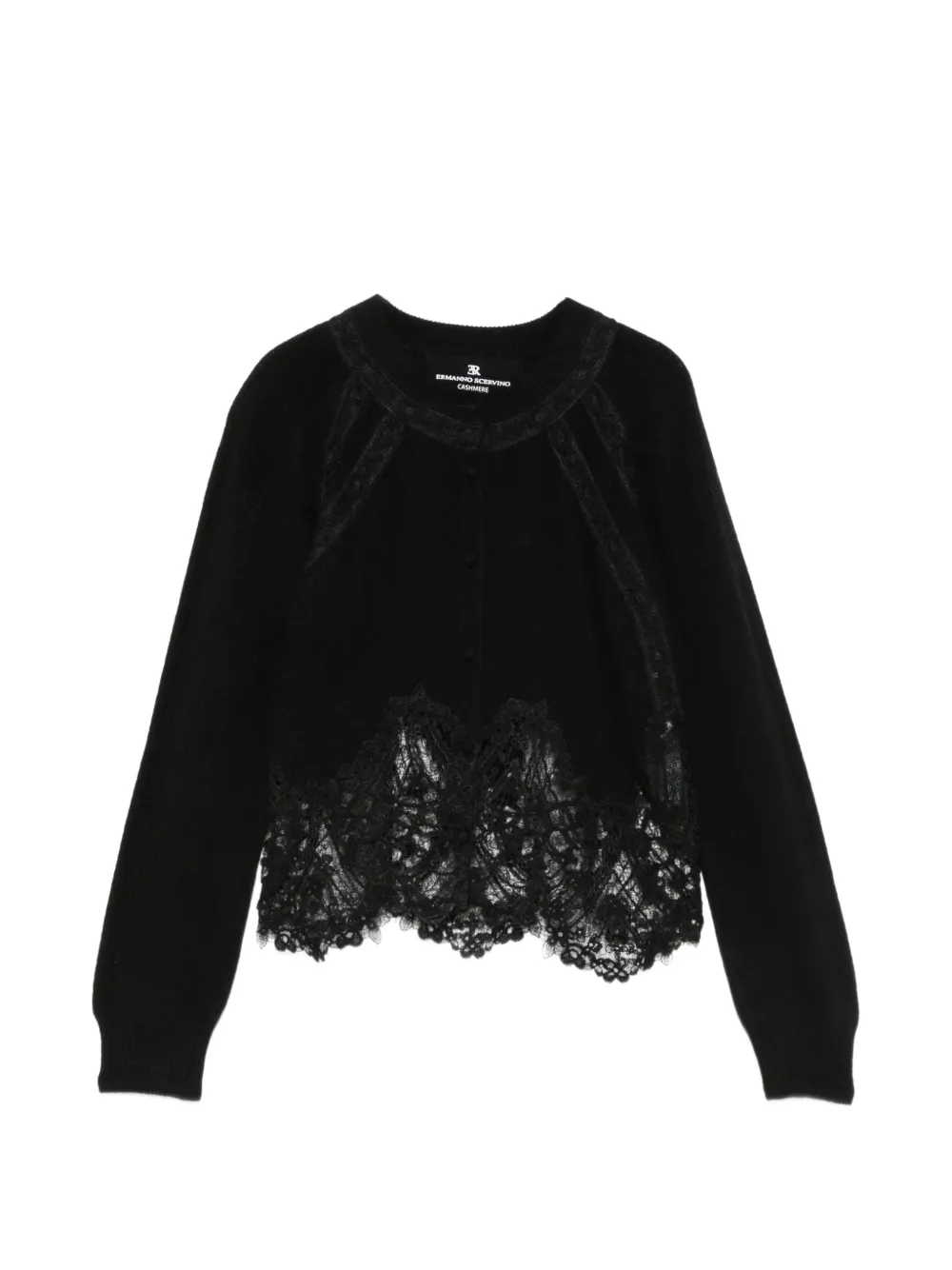 Ermanno Scervino lace-trim button-up cardigan - Black