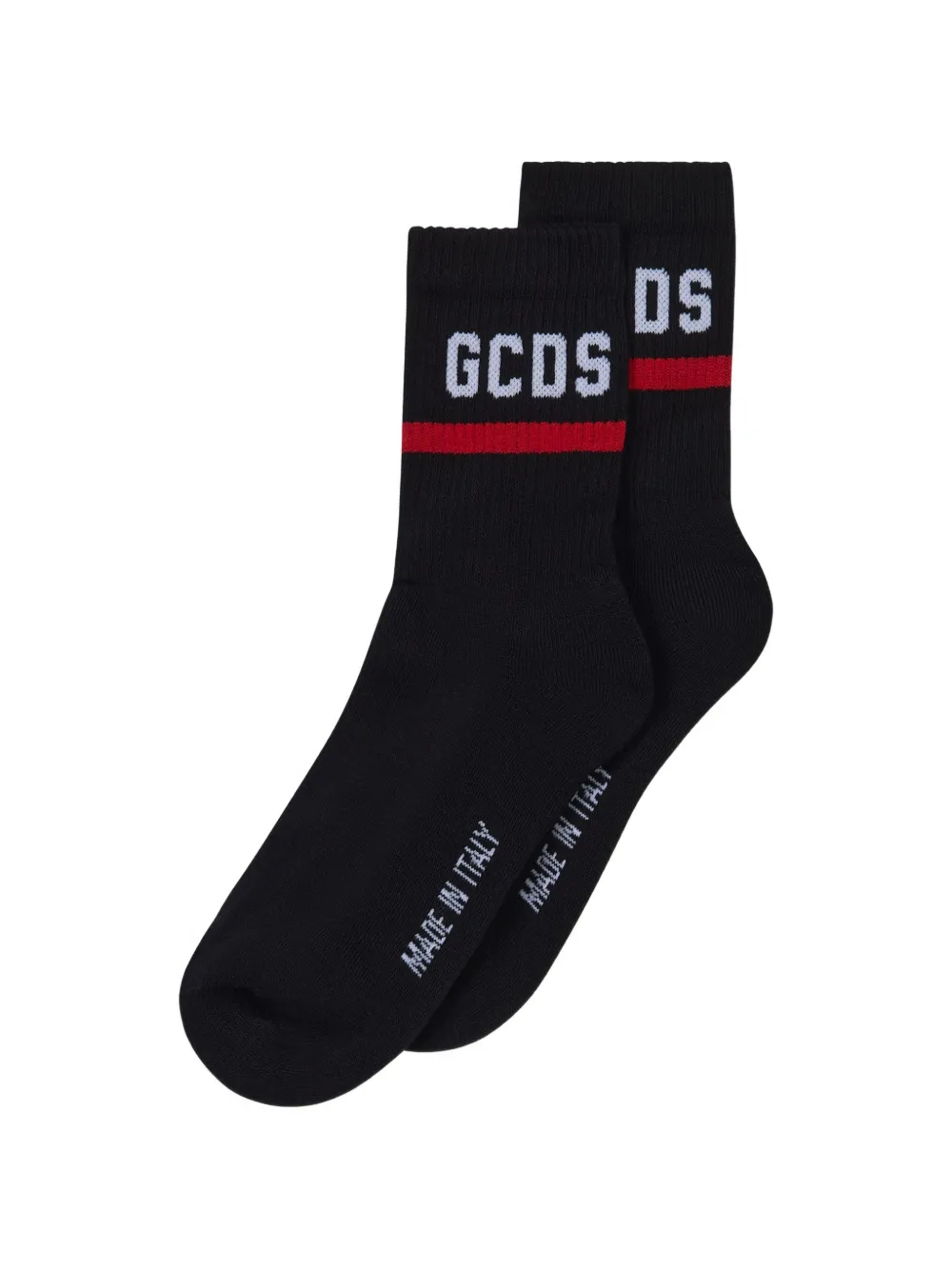 GCDS Ribgebreide sokken met logo-jacquard Zwart