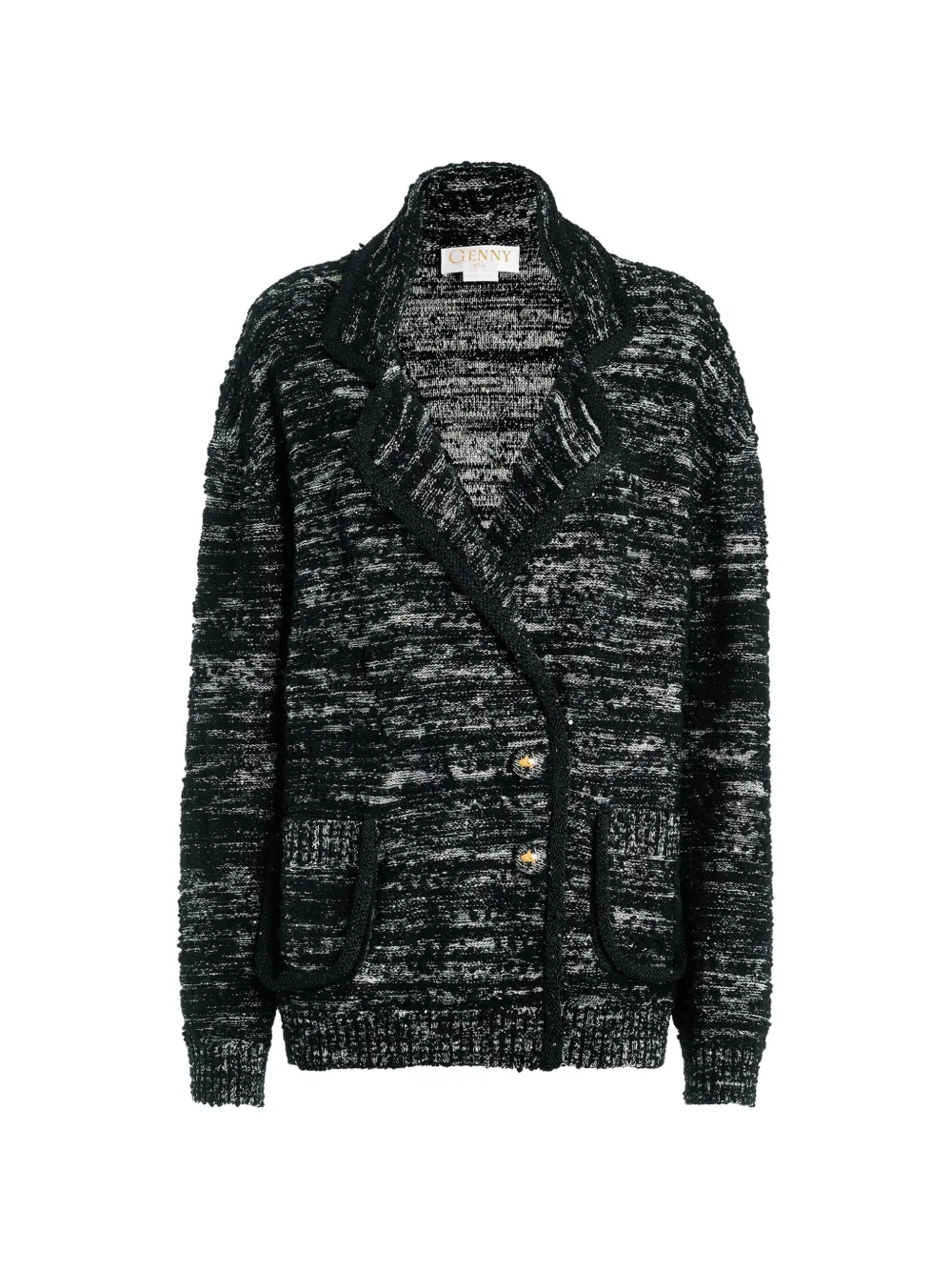 Genny marl-knit notched-lapels cardigan