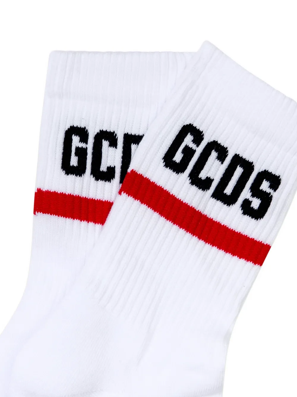 Gcds Kids Ribgebreide sokken met logo-jacquard Wit