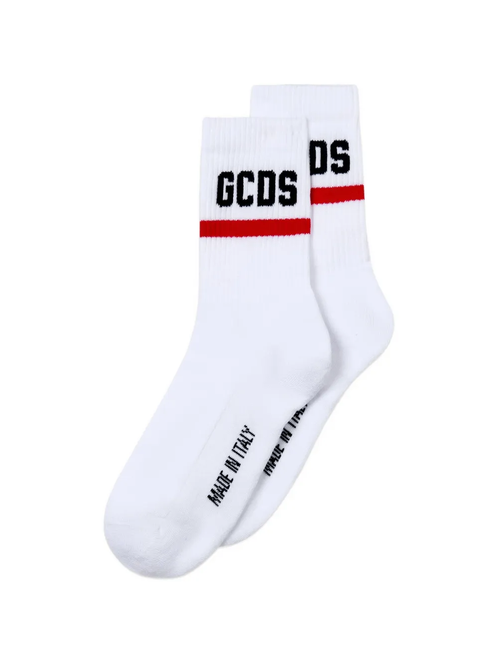 Gcds Kids Ribgebreide sokken met logo-jacquard Wit