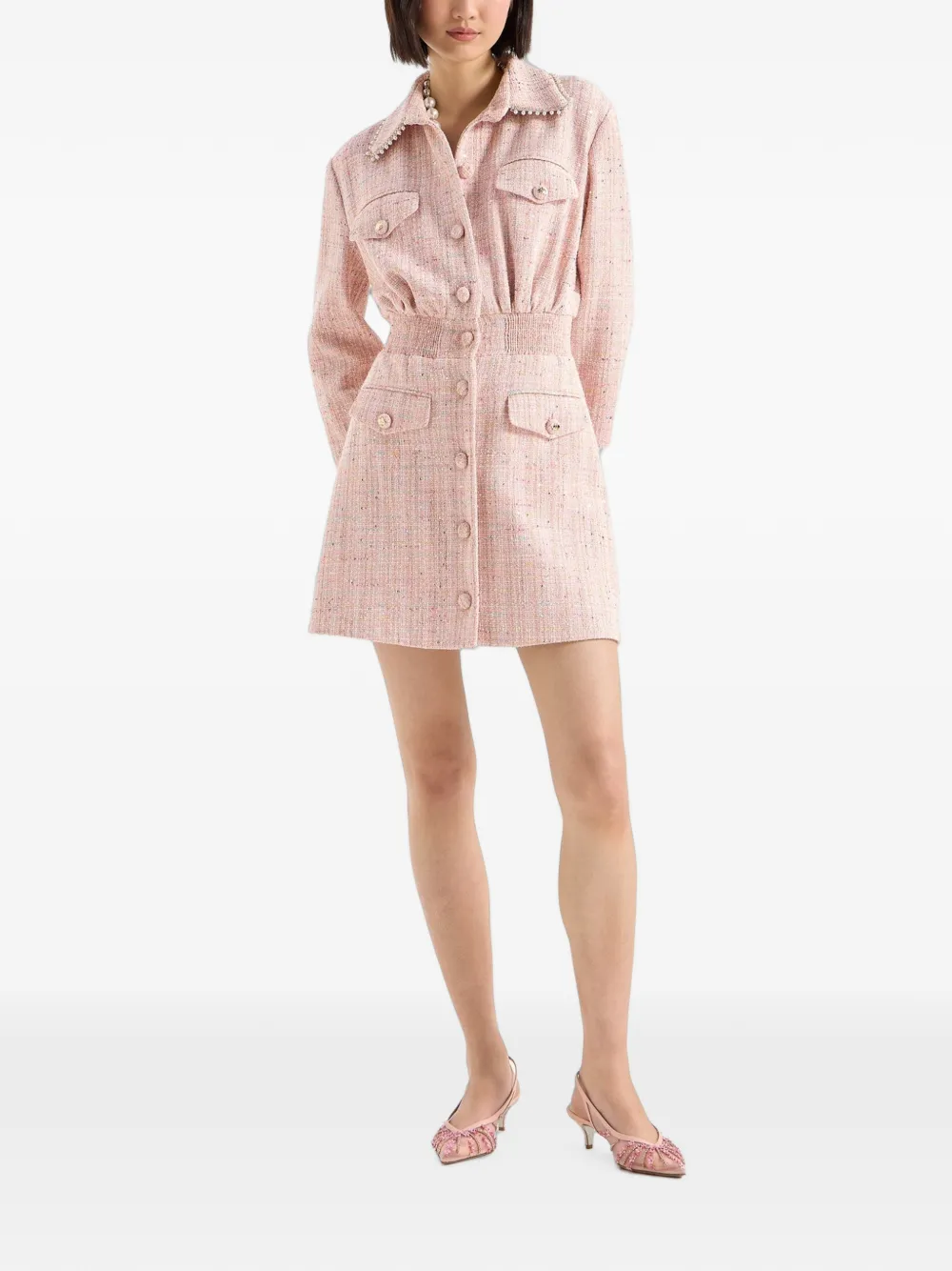 Genny Tweed mini-jurk met verfraaide kraag Roze