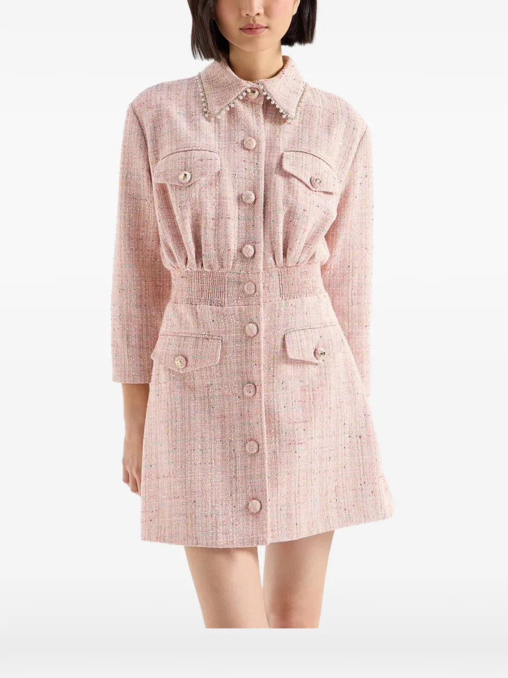 Genny Tweed mini-jurk met verfraaide kraag Roze