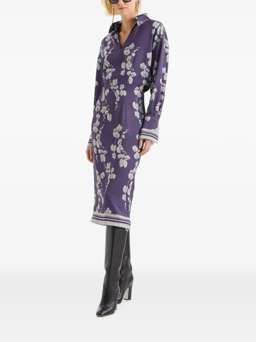 Genny Midi-jurk met bloemenprint Blauw