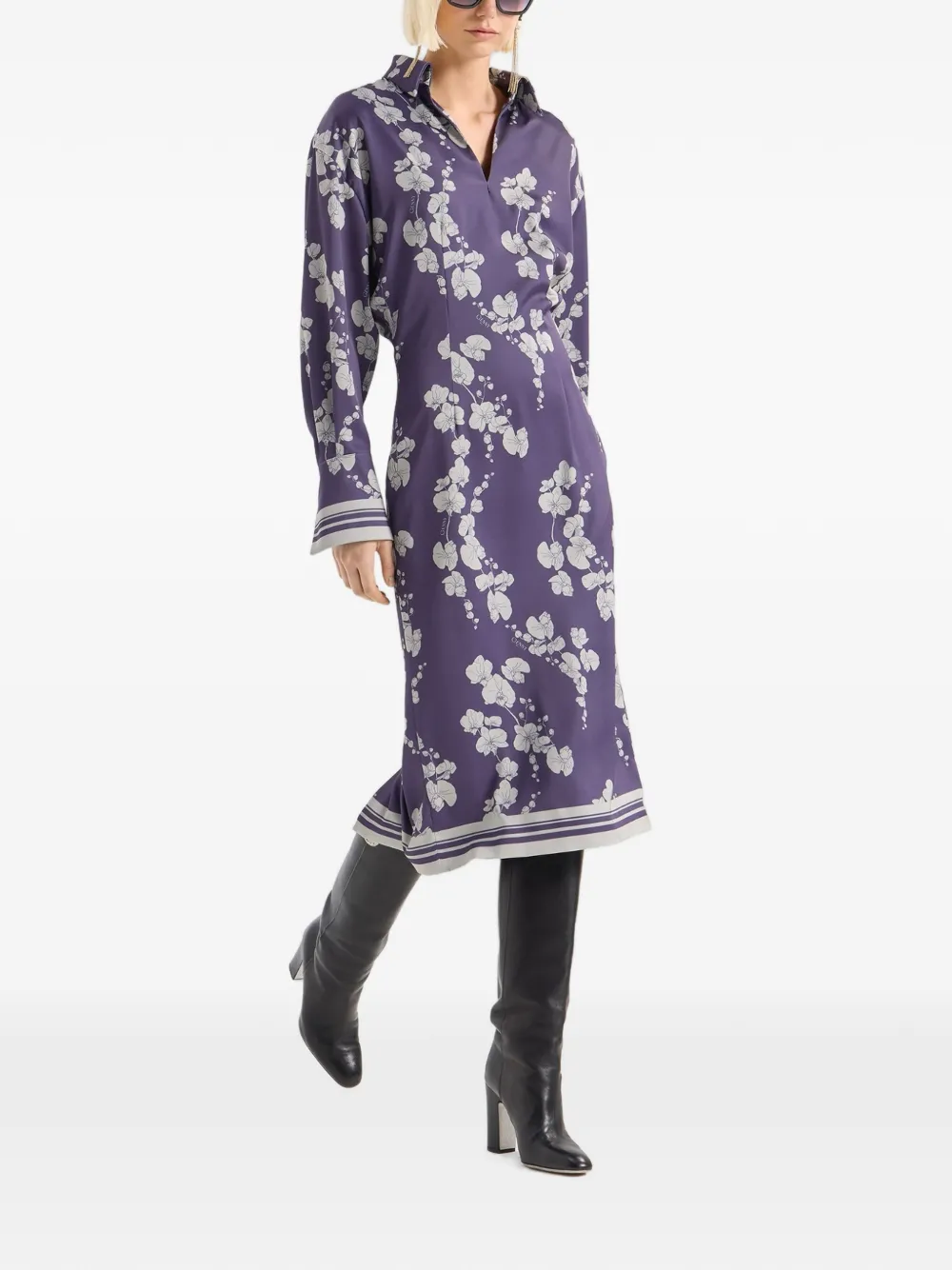 Genny Midi-jurk met bloemenprint Blauw