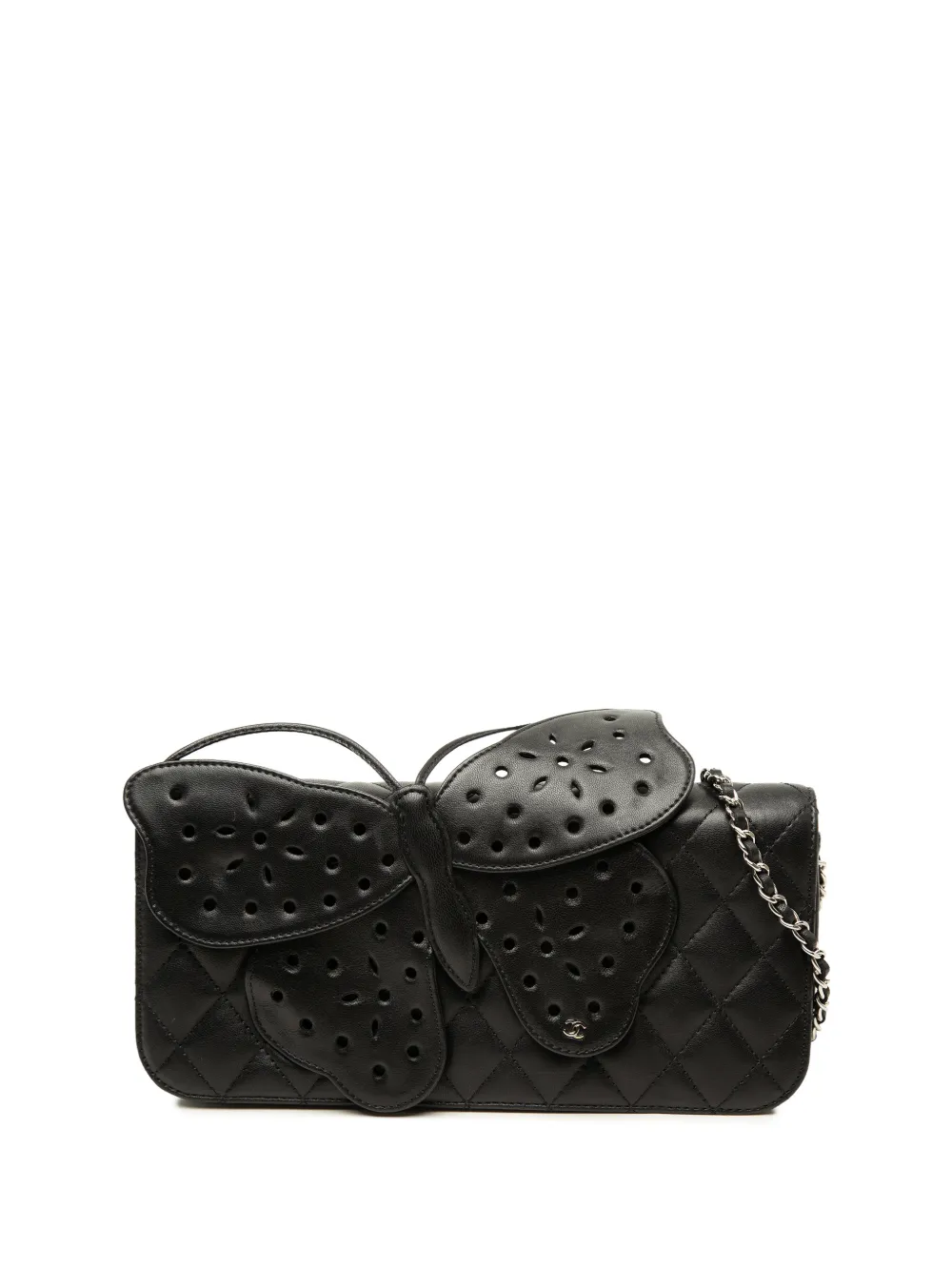 CHANEL Pre-Owned 2010-2011 Quilted Lambskin Butterfly Clutch With Chain crossbody bag - Nero