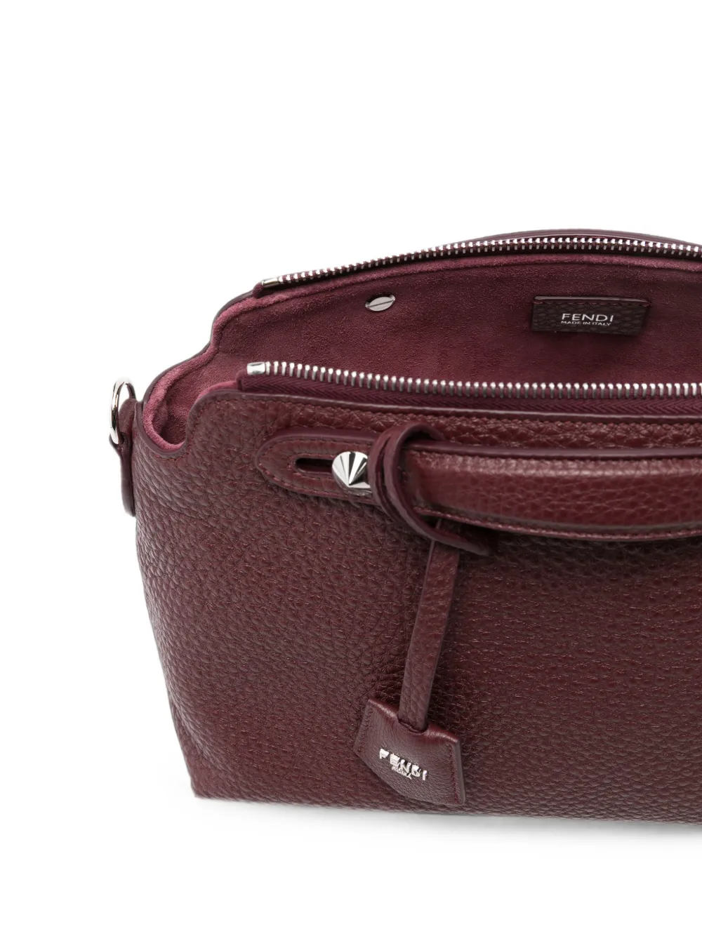 FENDI Medium By The Way leren clutch met textuur Rood