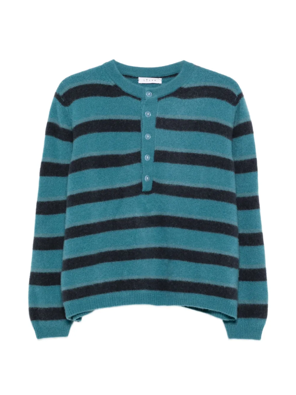 Liska Striped Button-front Sweater In Blue