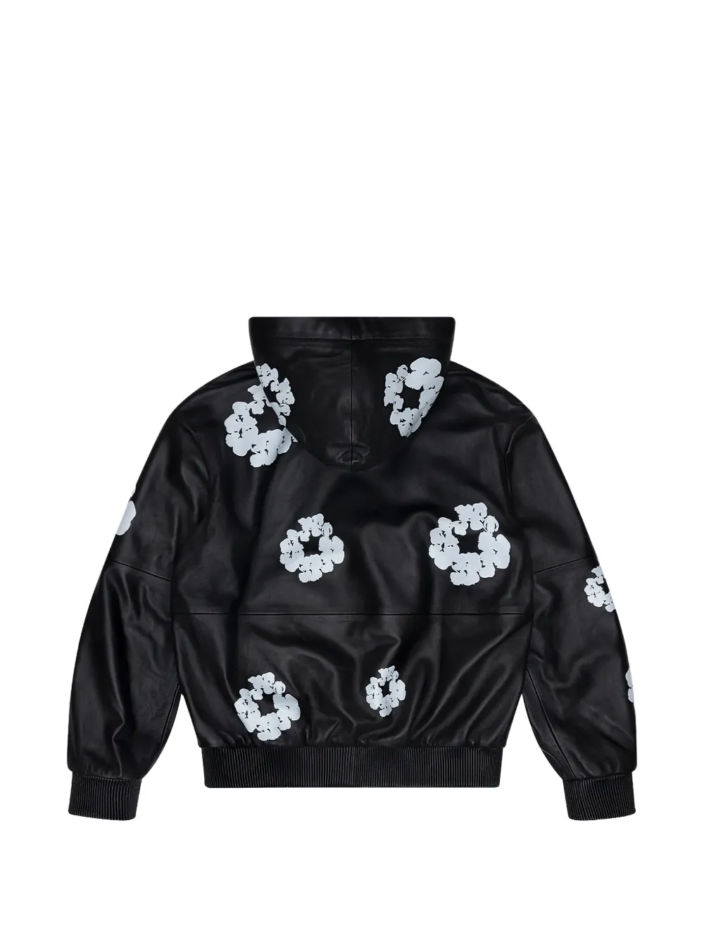 Denim Tears Cotton Wreath leren hoodie Zwart