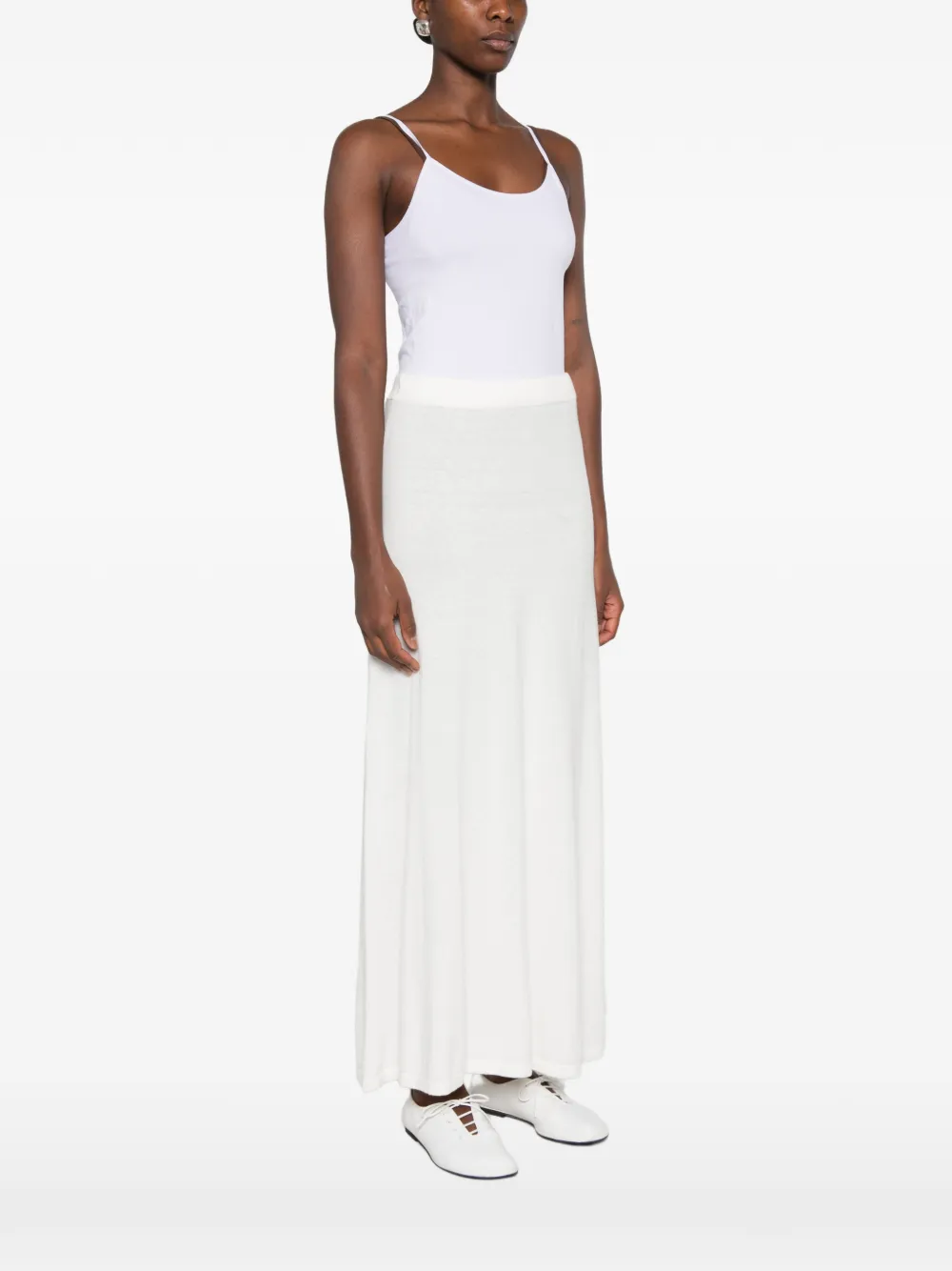 Lisa Yang Adrienne fine-knit flared maxi skirt Wit