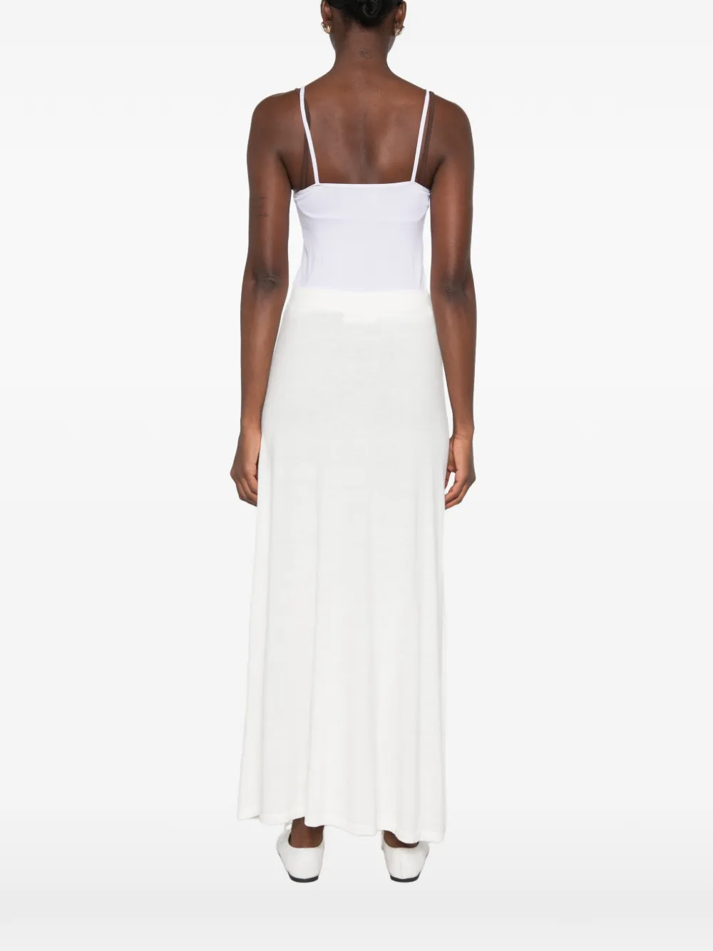 Lisa Yang Adrienne fine-knit flared maxi skirt Wit