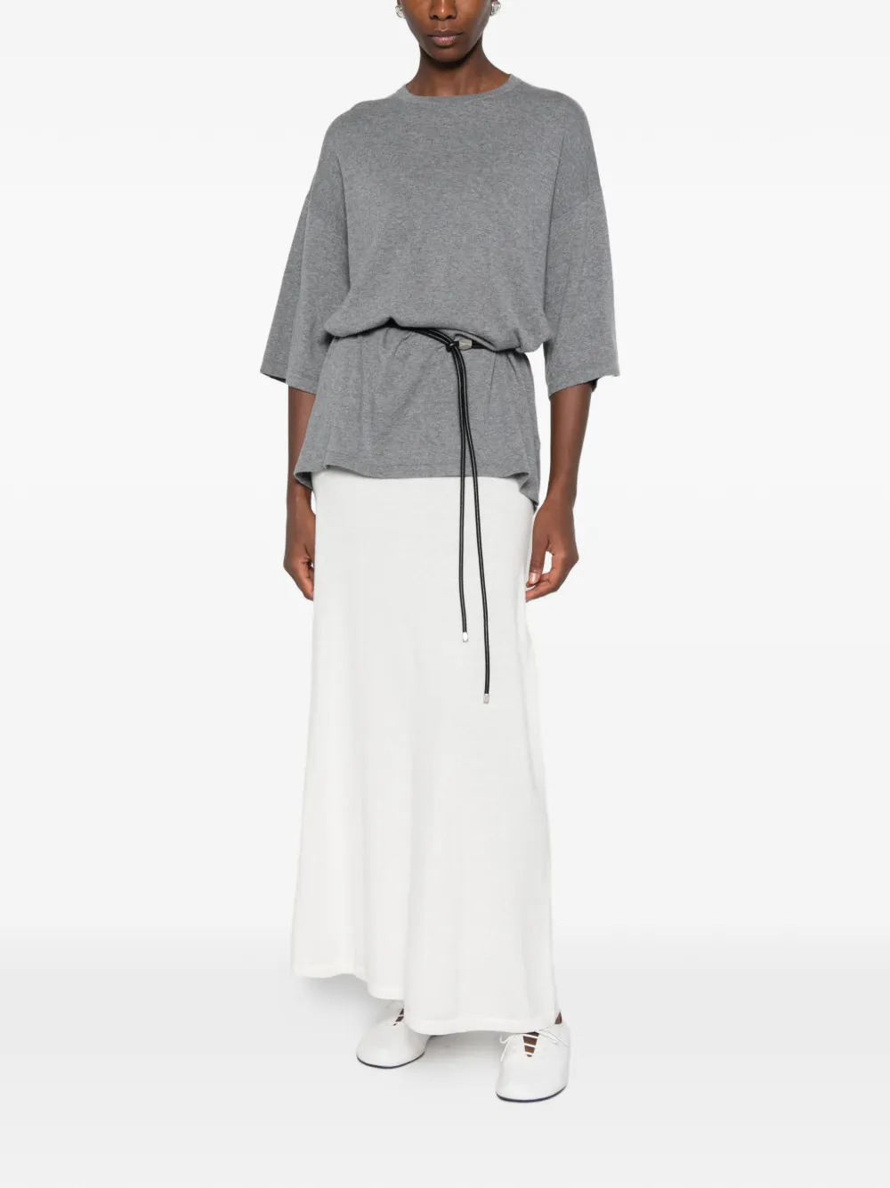 Lisa Yang Adrienne fine-knit flared maxi skirt Wit