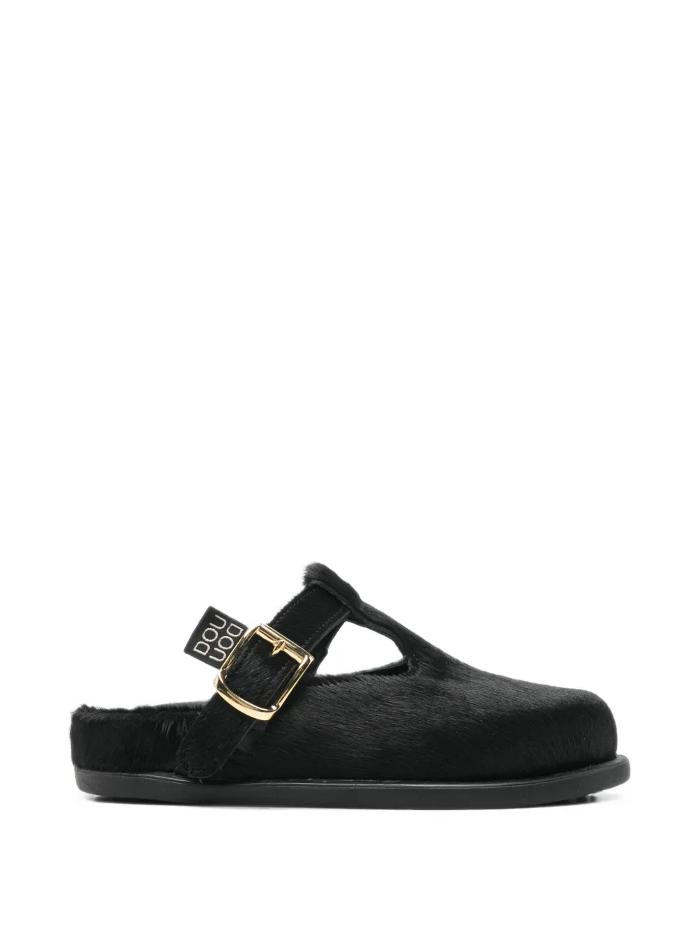 Douuod Kids buckle-fastening goat-hair mules - Nero