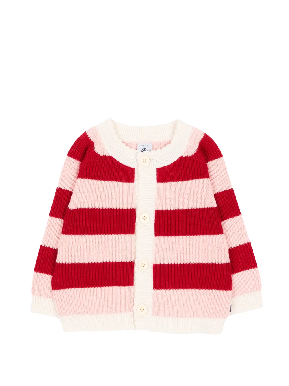 Petit Bateau Cardigan mit Raglanärmeln und Streifendetail - Rot