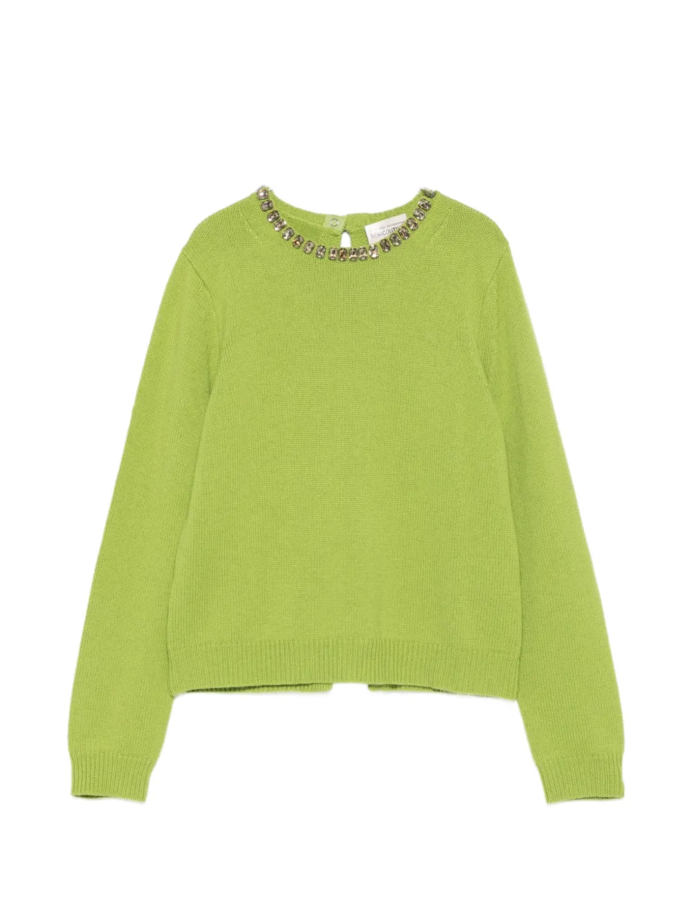 Semicouture Trui met open achterkant verfraaid met kristallen Groen