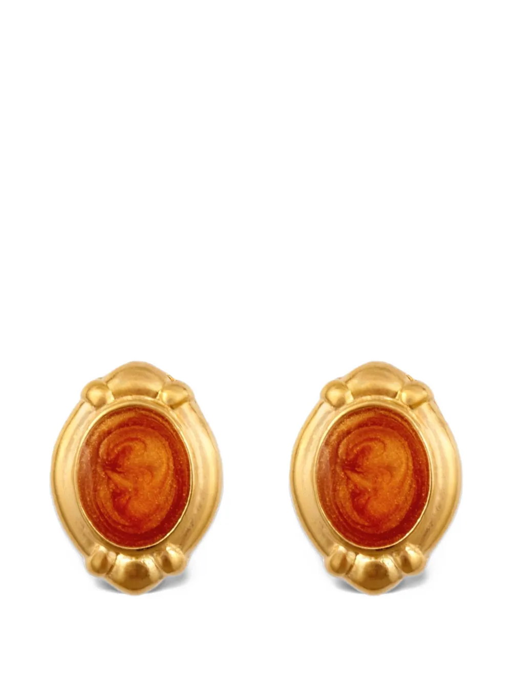 Susan Caplan Vintage 1990s ovanl-shape earrings - Oro