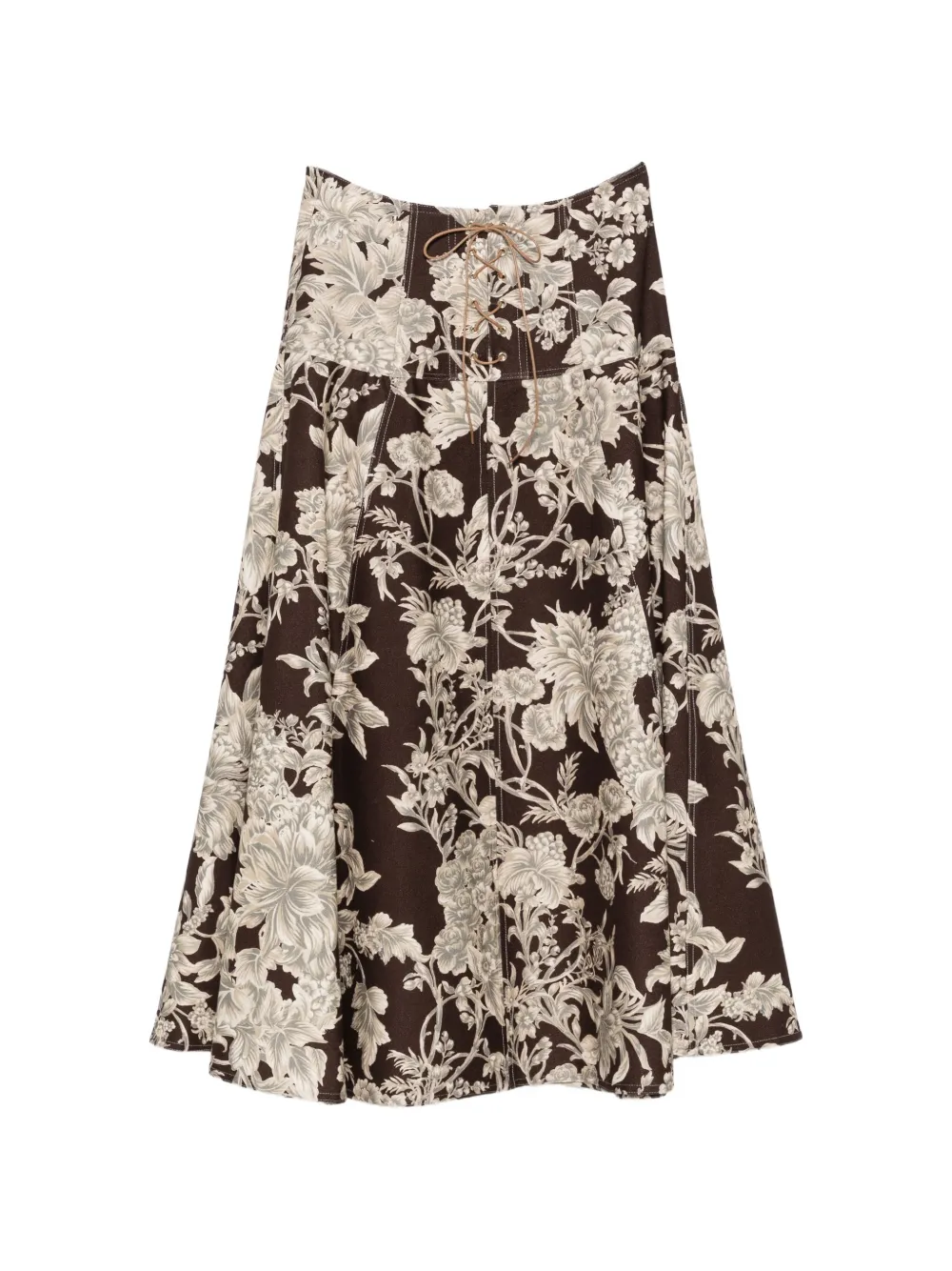LAVI COUTURE floral-print lace-up skirt - Marrone