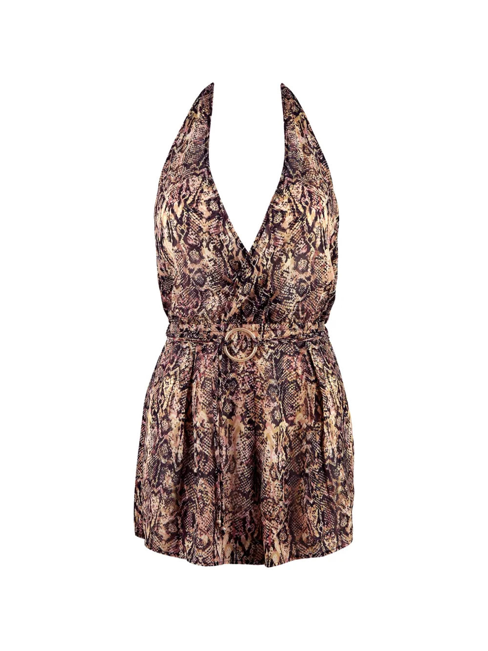 Aubade Snake-print Halterneck Playsuit In Neutrals