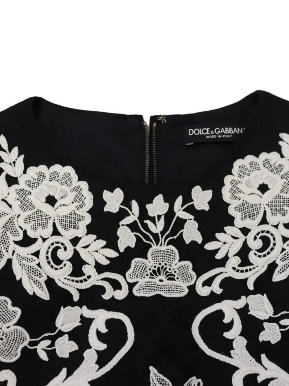 Dolce & Gabbana floral-embroidered DG logo dress Zwart