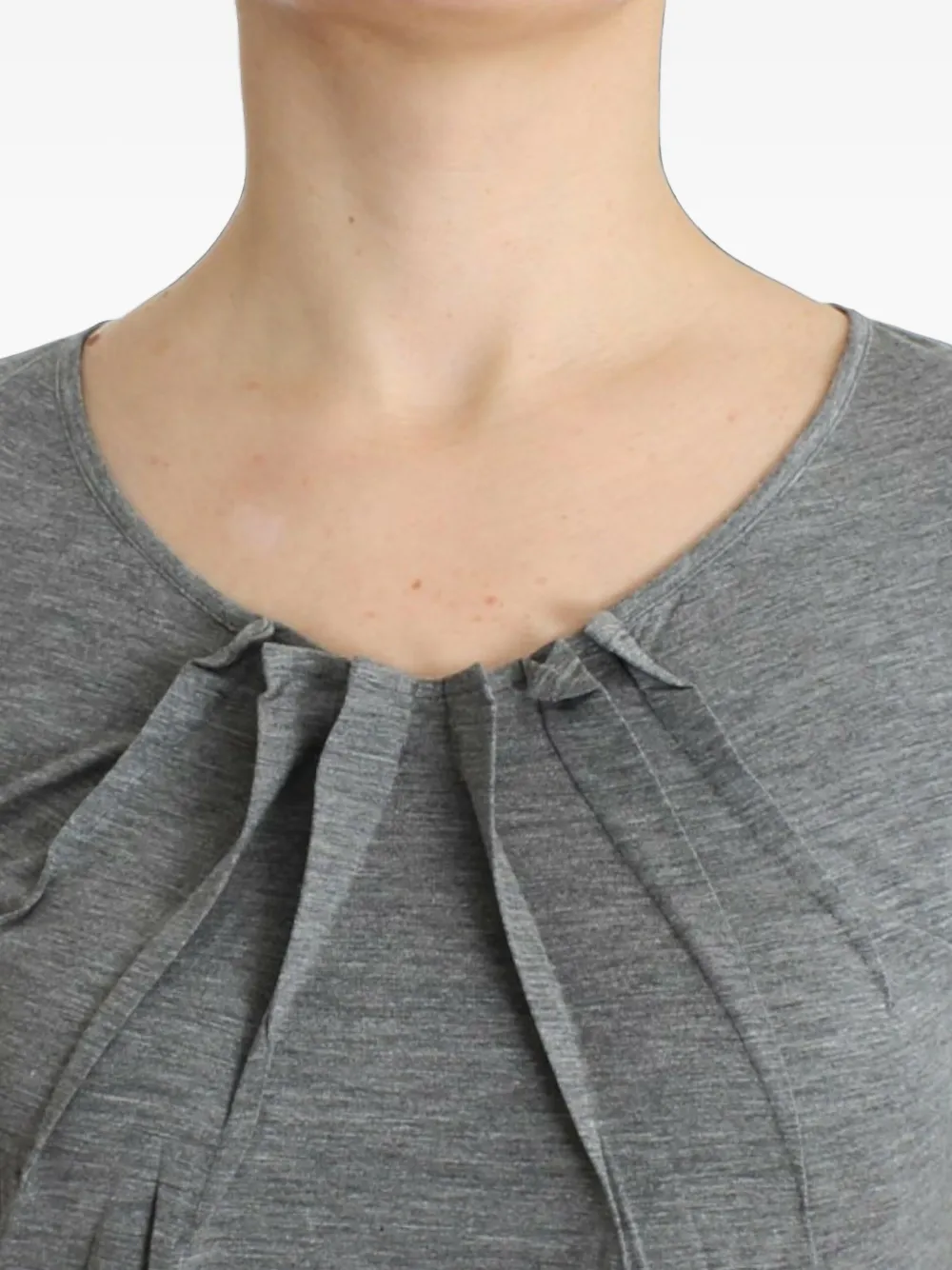 Roberto Cavalli T-shirt met geplooide hals en driekwartmouwen Grijs