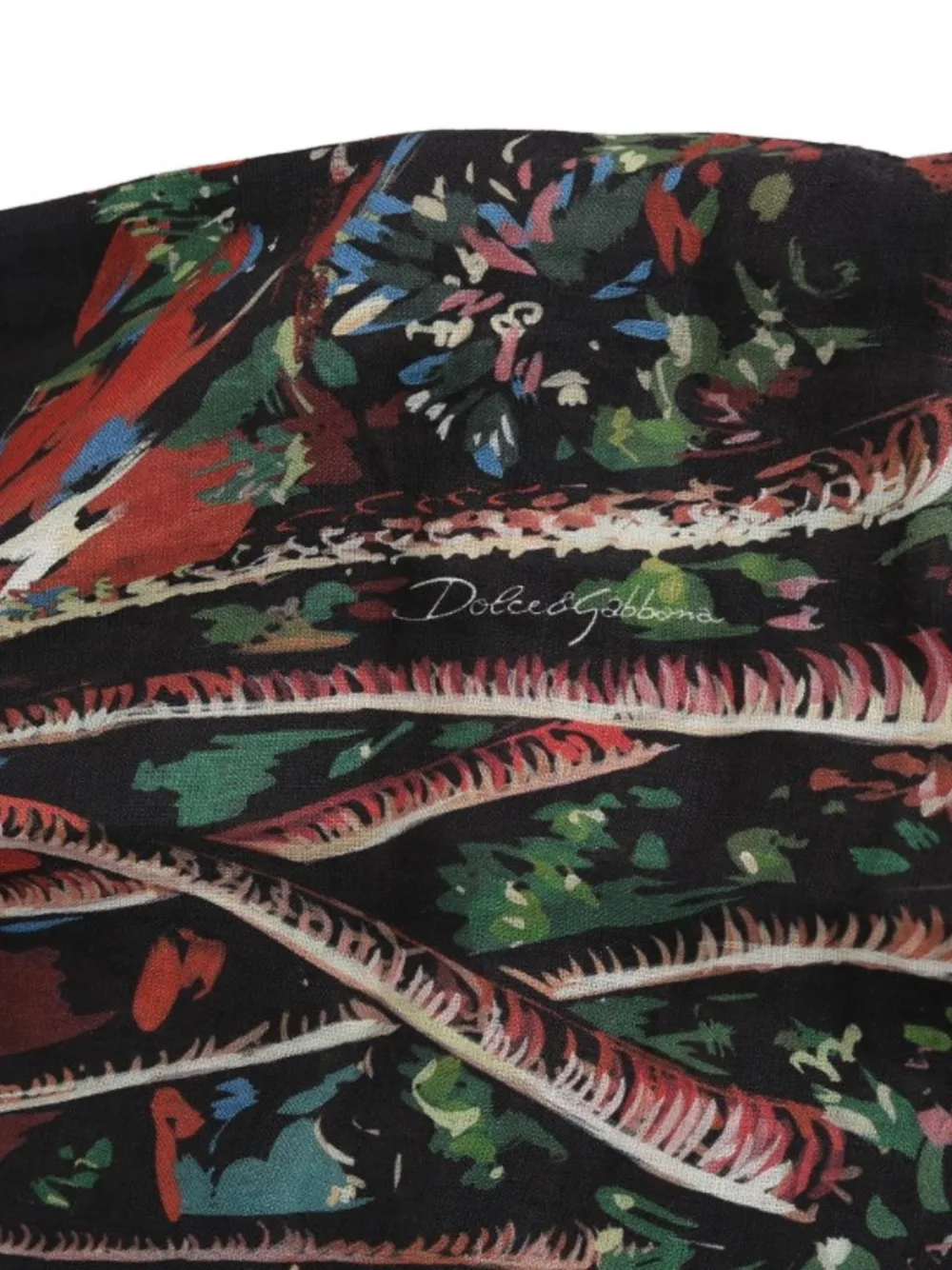 Dolce & Gabbana tropical-print volcano-print polo shirt Zwart