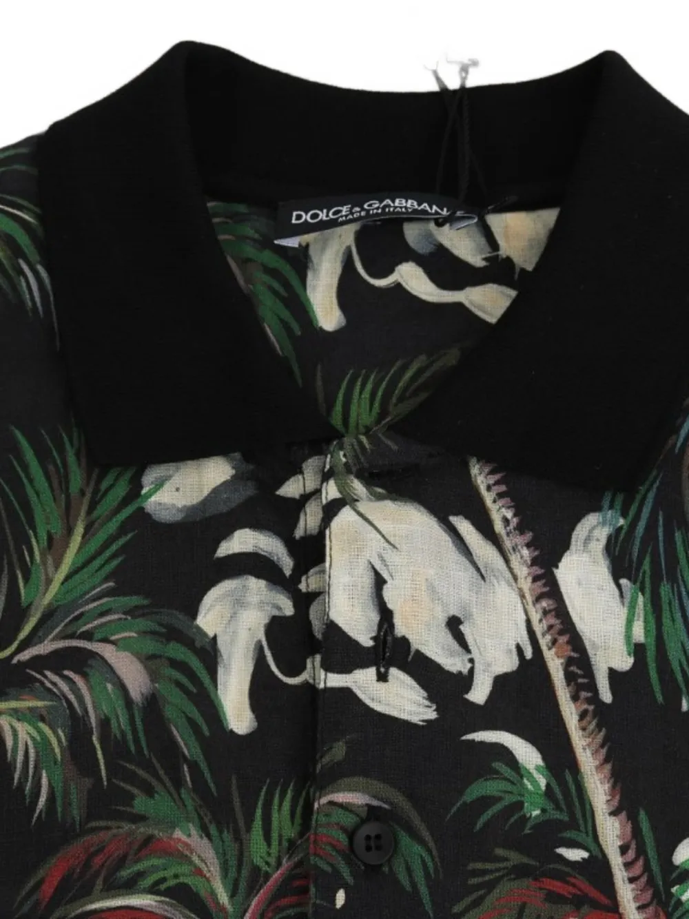 Dolce & Gabbana tropical-print volcano-print polo shirt Zwart